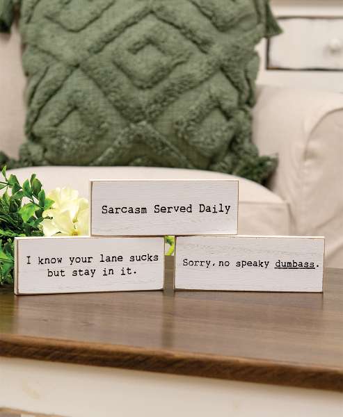 Picture of Sarcasm Served Daily Thin Rectangle Block, 3/Set