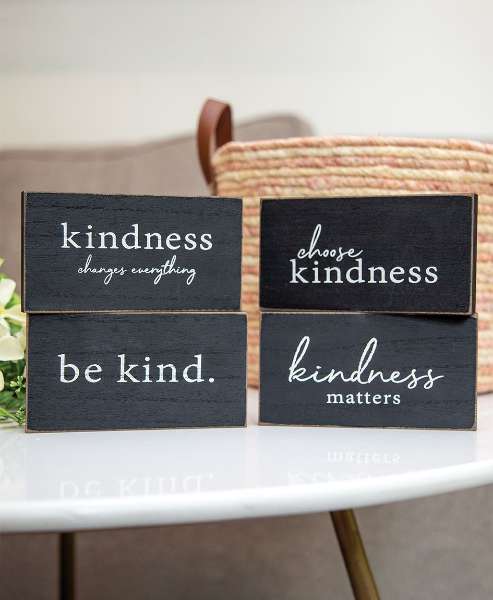 Picture of Kindness Sentiment Distressed Wooden Block, 4/Set