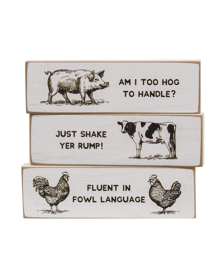 Col House Designs - Retail| Too Hog To Handle Thin Mini Block, 3/Set