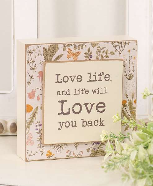 Picture of Love Life Layered Floral Box Sign