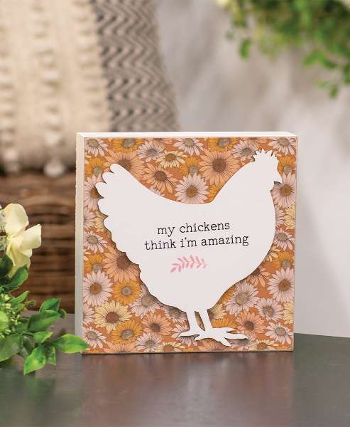 Picture of My Chickens Floral Layered Box Sign