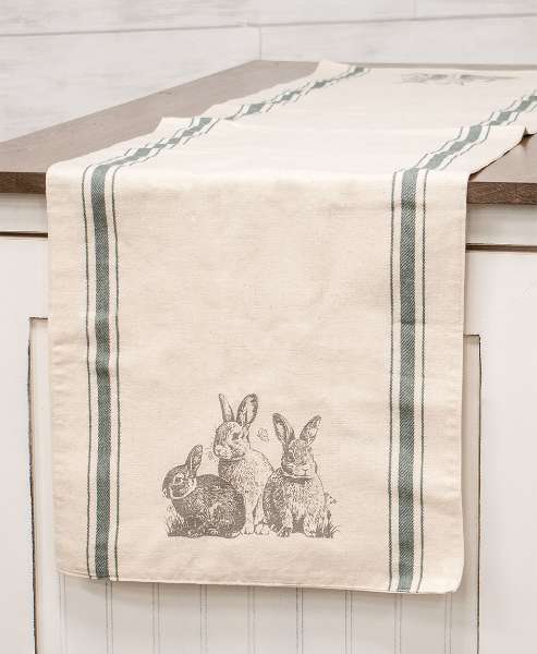 Picture of Baby Bunny Trio Slate Feed Sack Stripe Runner