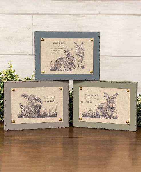 Picture of Spring Bunny Fabric Print Block, 3/Set