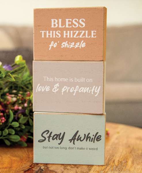 Picture of Bless This Hizzle Rectangle Block, 3/Set