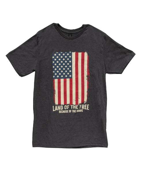 Picture of Land of the Free Distressed Flag T-Shirt - Heather Dark Gray