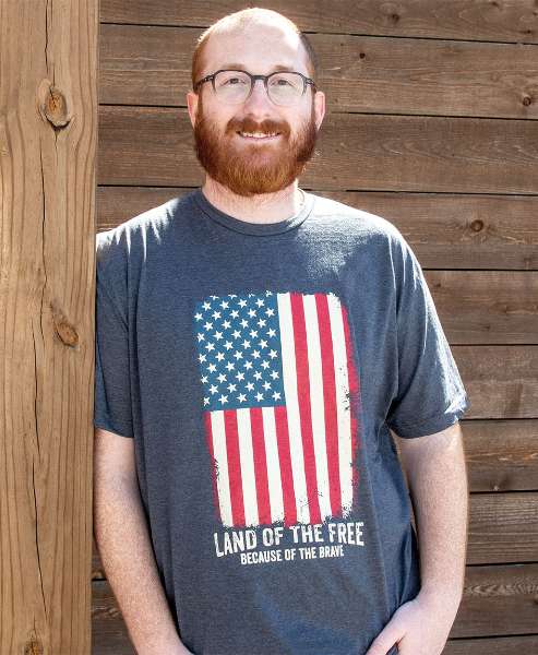 Picture of Land of the Free Distressed Flag T-Shirt - Heather Dark Gray